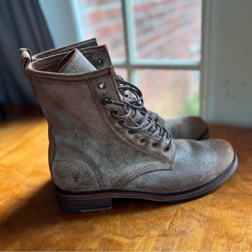 Frye Veronica Rustic Lace Up Leather Combat Boots - Picture 6 of 9
